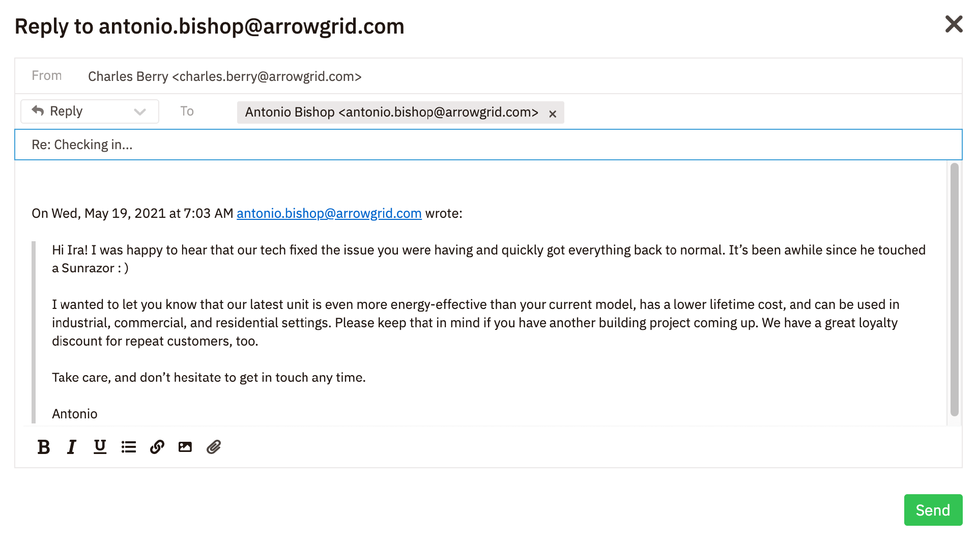 Reply-to email template